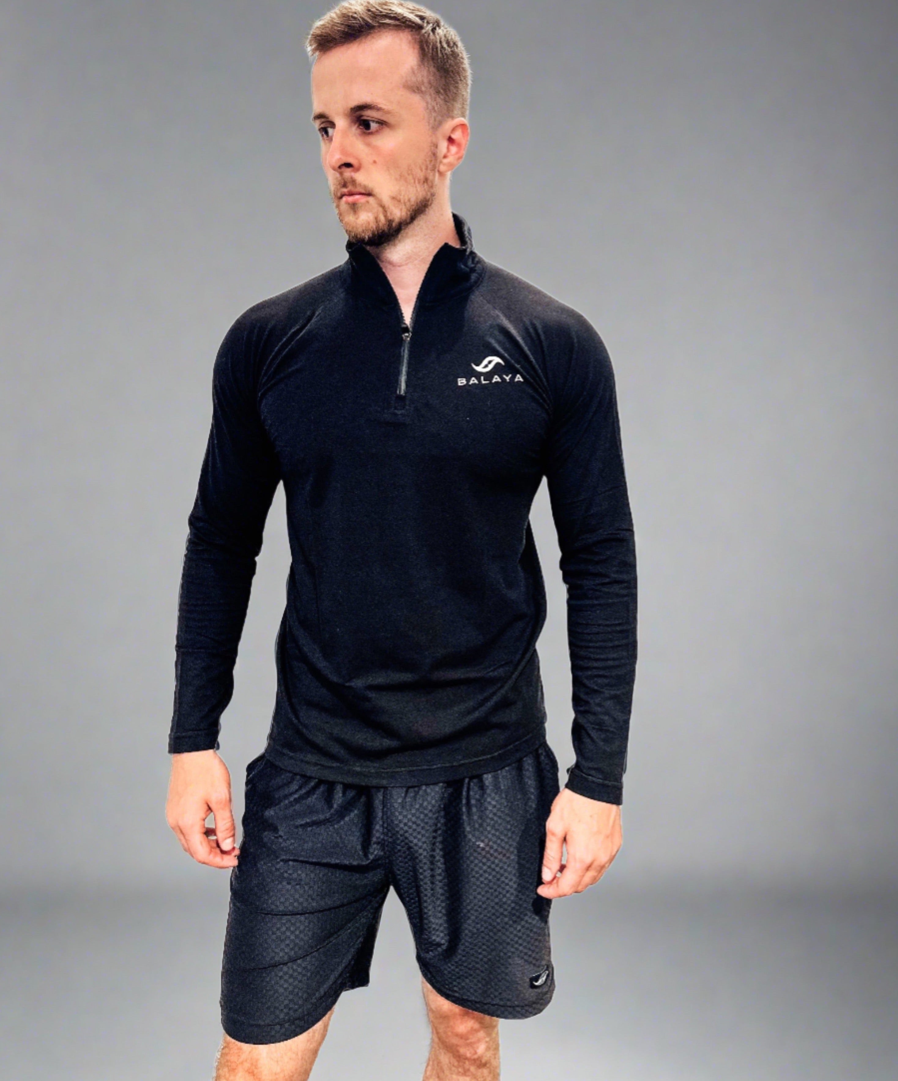 Men’s Zip Long Sleeve with Thumbhole - Black