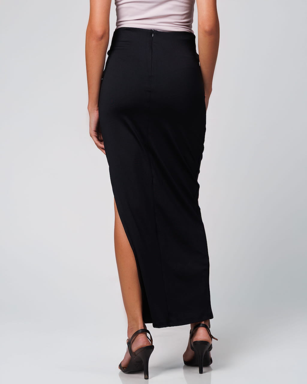 Black V Front Slit Skirt - Body Contouring