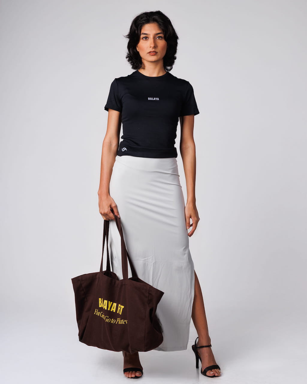 Grey V Front Slit Skirt - Body Contouring