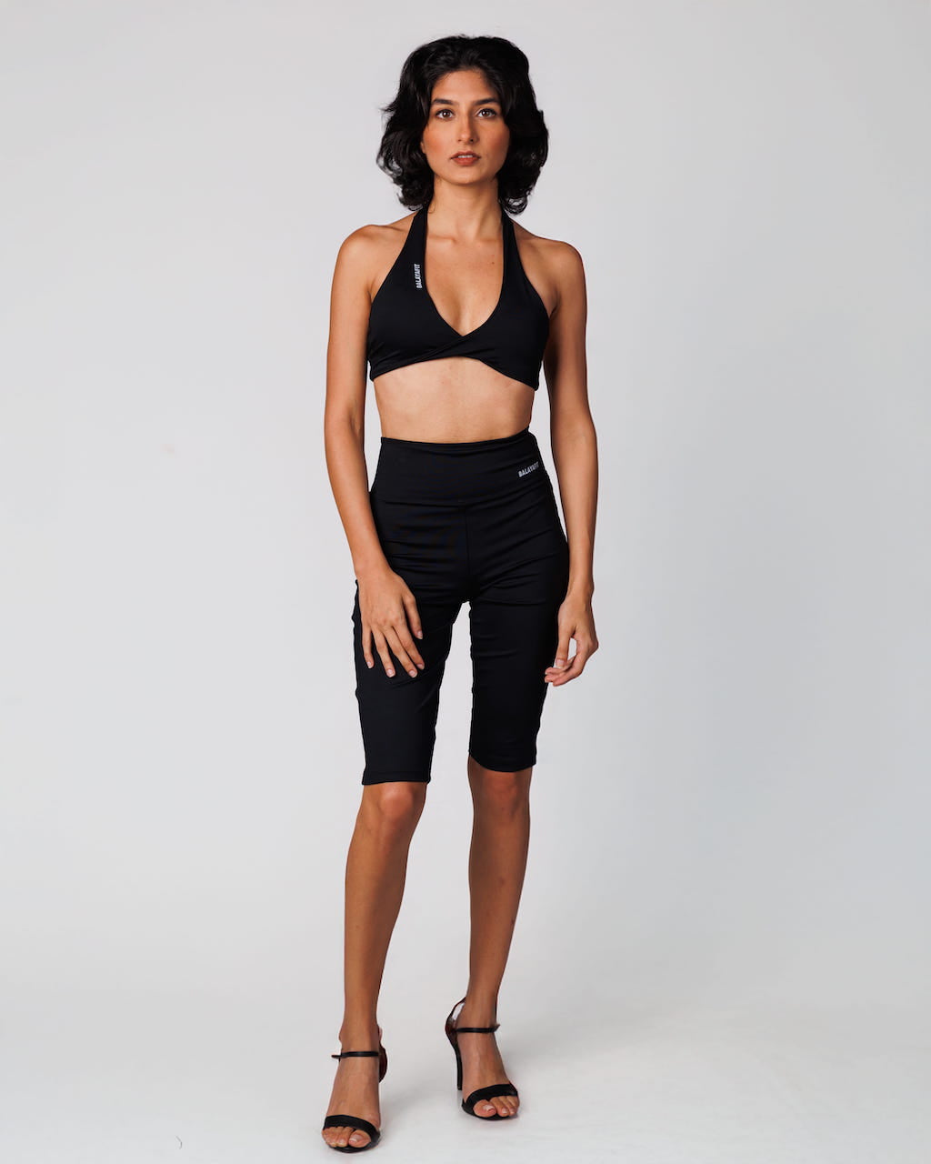 Halter Twist Sports Bra - Black