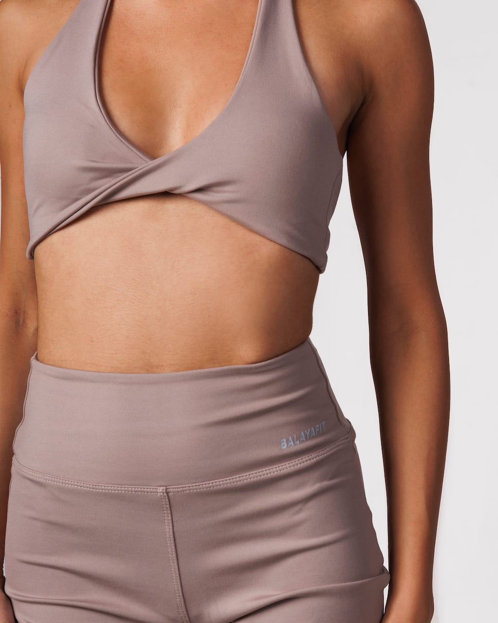 Halter Twist Sports Bra - Beige