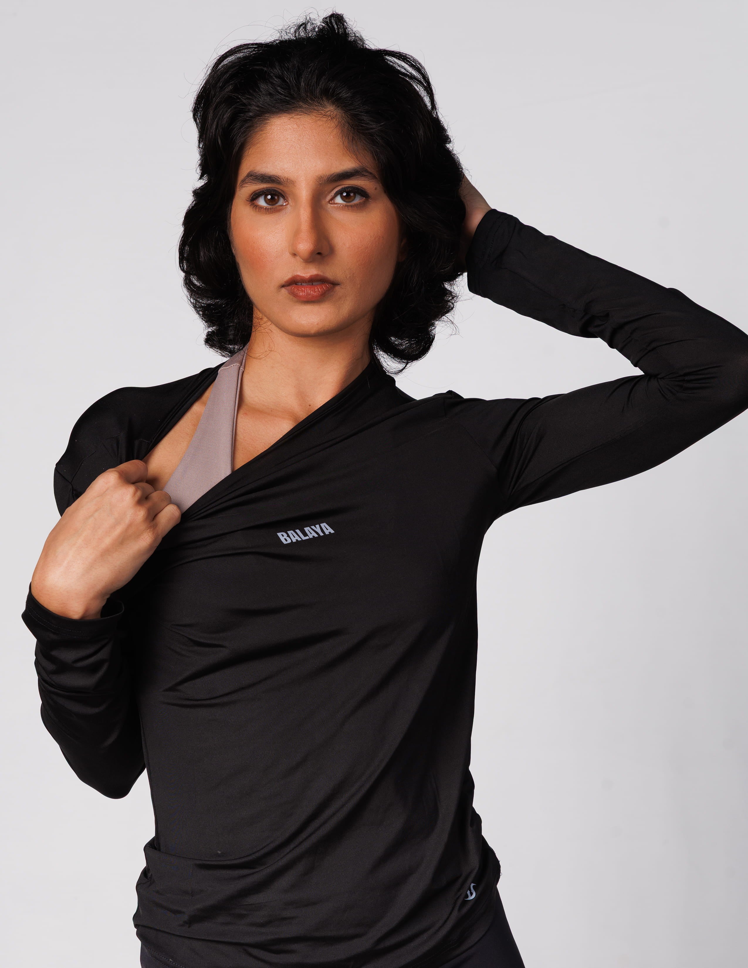 Black Long Sleeve Top with Thumbhole