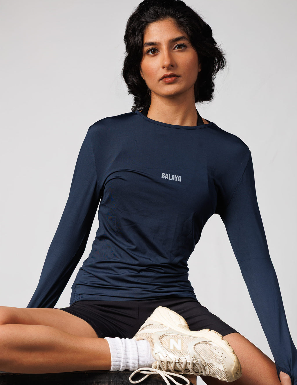 Dark Blue Long Sleeve Top with Thumbhole